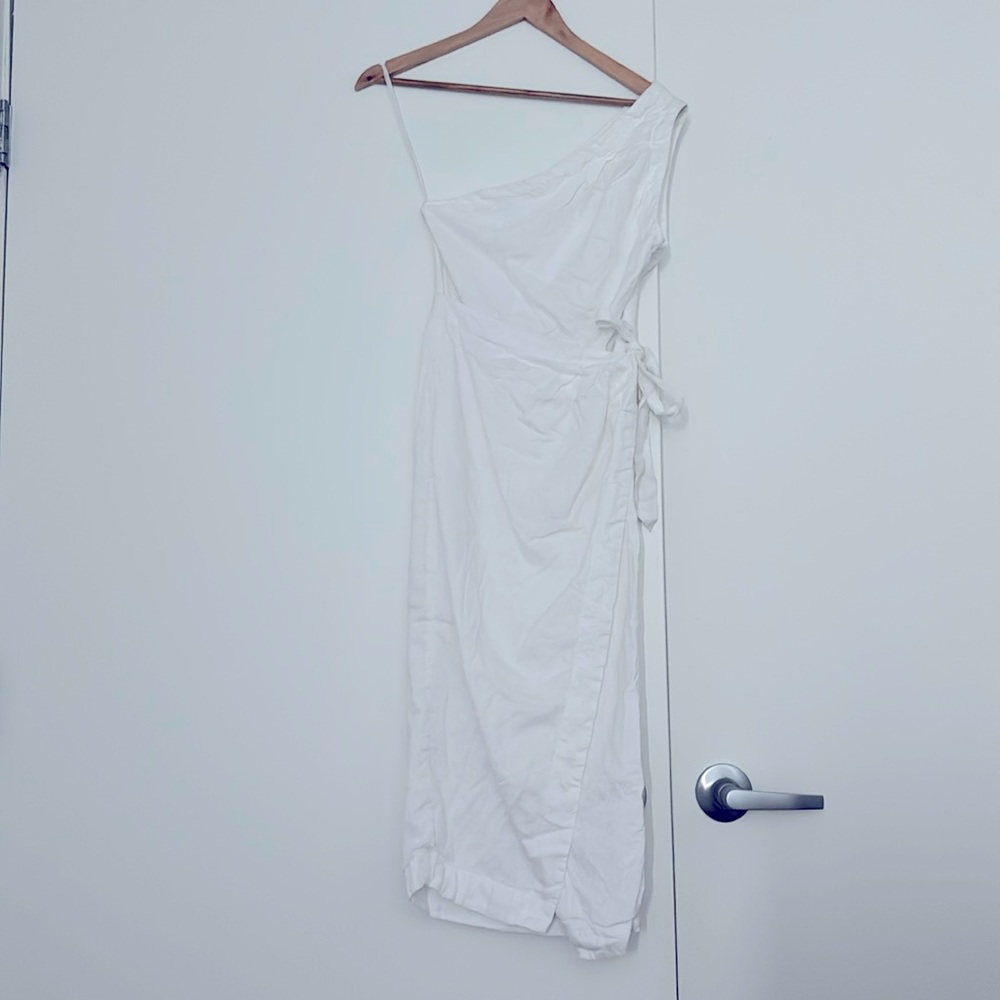 Anthropologie white linen dress